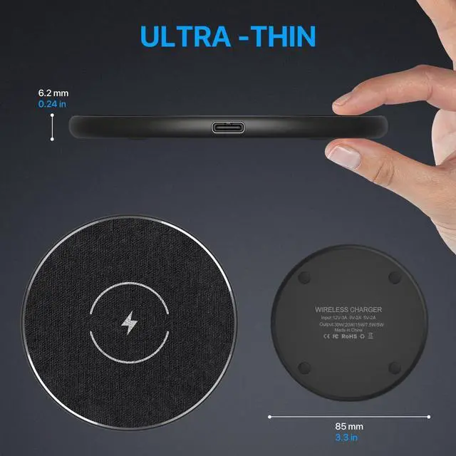 Alt view image 6 of 7 - Wireless Charger 30W 30W Fast Wireless Charging Pad For iPhone 15 14 13 12 11 X 8  Wireless Charger For Galaxy S24/S23/S22/S21/S20/S10/S9/S8/Note20/10/9/8 Air Pods/Galaxy Buds Pixel/LG G8 7