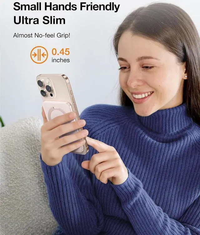 Alt view image 3 of 7 - 0.45 Slim Magnetic Portable Charger Power Bank for iPhone 5000 mAh 22.5W PD Fast Charging Wireless Battery Pack O-Stand Compatible with Magsafe iPhone 16 Pro Max Pro 15 14 13 12 Rose Gold