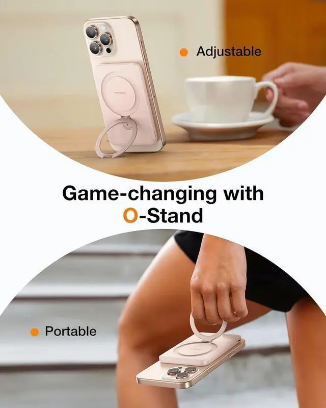 Alt view image 6 of 7 - 0.45 Slim Magnetic Portable Charger Power Bank for iPhone 5000 mAh 22.5W PD Fast Charging Wireless Battery Pack O-Stand Compatible with Magsafe iPhone 16 Pro Max Pro 15 14 13 12 Rose Gold