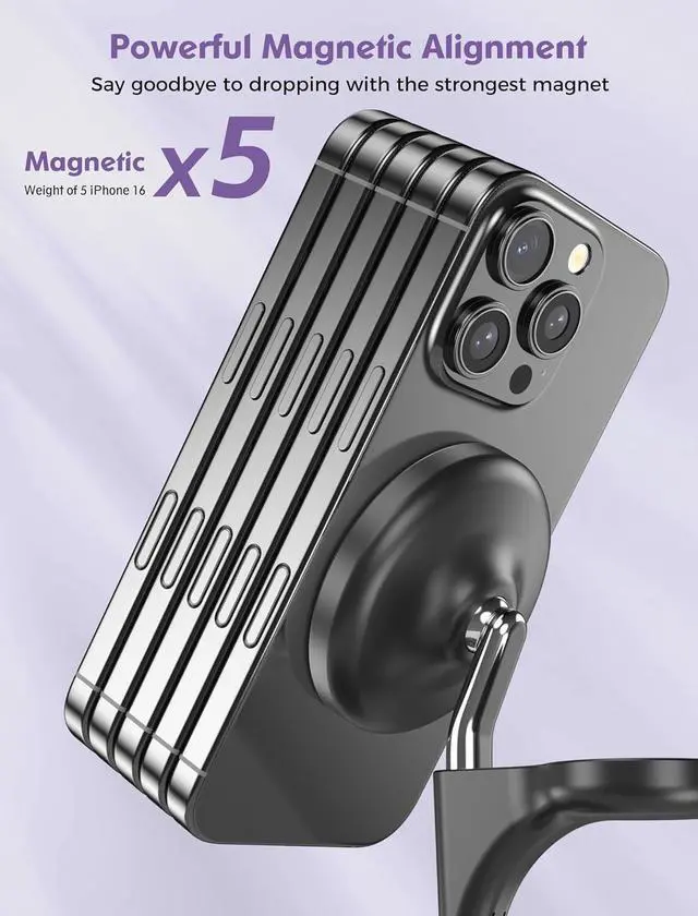 Alt view image 5 of 7 - 3 in 1 Wireless Charging Station for Multiple Devices Apple, 15W Fast Magnetic Mag-Safe Charger Stand for iPhone 16 15 14 13 12 Pro Max Plus Mini Apple Watch AirPods Pro 4 3 2, Black