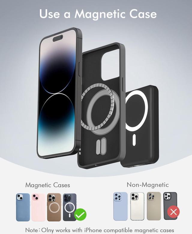 Alt view image 2 of 7 - for Magsafe Battery Pack 10000mAh Magnetic Power Bank with Type-C Cable LED Display 22.5W PD Fast Charging Wireless Portable Charger for iPhone 16/15/14/13/12 Series-Black