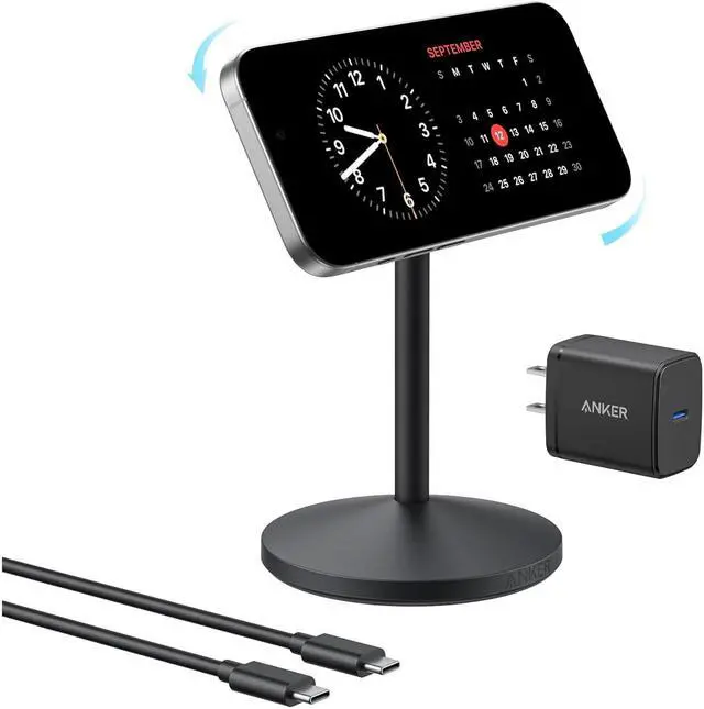 Main image of MagGo iPhone 16 MagSafe-Compatible Wireless Charger Stand 15W Fast Magnetic Wireless Charging Station Qi2 Certified 360 Charger for iPhone 16/15/14 Series and AirPods (25W Adapter Included)