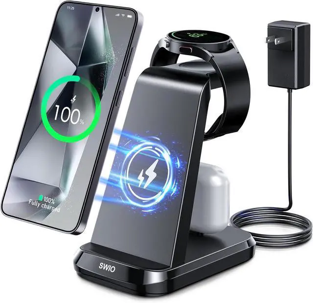 Main image of Wireless Charger for  Phones Watch Earbuds(Not for Z Flip & A Serie-Phone) 3 in 1 Charging Station for Galaxy Watch 7/Ultra/6/5/4/3 S25 S24 S23 S22 S21 S20/Note 20 10/Z Fold 4 3 Buds/2/Pro