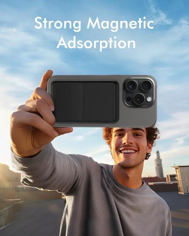 Alt view image 6 of 7 - for Magsafe Battery Pack Foldable 10000mAh Wireless Portable Charger with USB-C Cable LED Display 22.5W PD Fast Charging Magnetic Power Bank for iPhone 16/15/14/13/12 All Series-Black