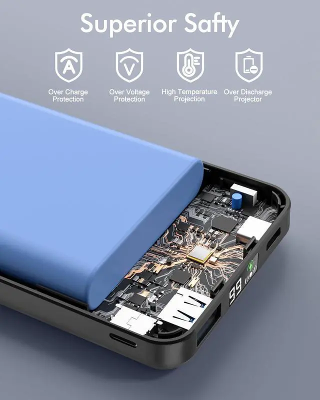 Alt view image 7 of 7 - for Magsafe Battery Pack Foldable 10000mAh Wireless Portable Charger with USB-C Cable LED Display 22.5W PD Fast Charging Magnetic Power Bank for iPhone 16/15/14/13/12 All Series-Black