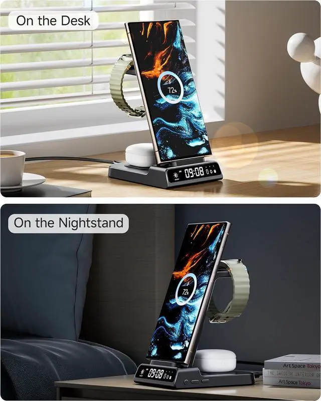 Alt view image 6 of 7 - Wireless Charger for Samsung Devices, Wireless Charging Station for Galaxy S25 Ultra/S25+/S25/Z Fold 7/Z Flip7/S24 Ultra/S23/S22/S21, for Galaxy Watch 8/8 Classic/7/Ultra/6/5 Pro/5/4, Galaxy Buds3 Pro