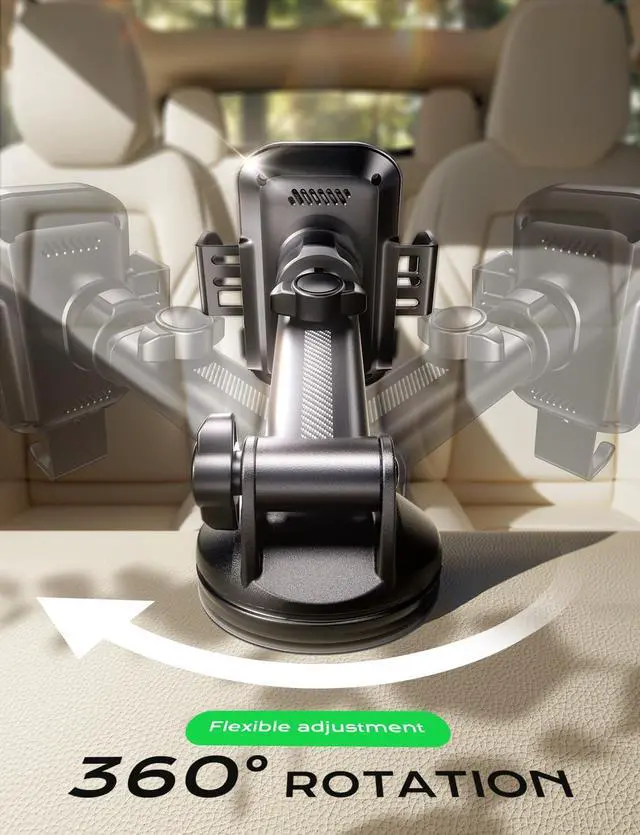 Alt view image 4 of 7 - Wireless Car Charger 15W Fast Charging Auto Clamping Car Phone Holder Mount [Vent Clip+Suction Cup] Car Phone Mount Accessories Compatible with iPhone 16/15/14/13 for  Galaxy Series