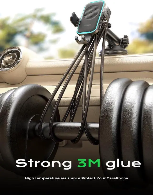 Alt view image 5 of 7 - Wireless Car Charger 15W Fast Charging Auto Clamping Car Phone Holder Mount [Vent Clip+Suction Cup] Car Phone Mount Accessories Compatible with iPhone 16/15/14/13 for  Galaxy Series