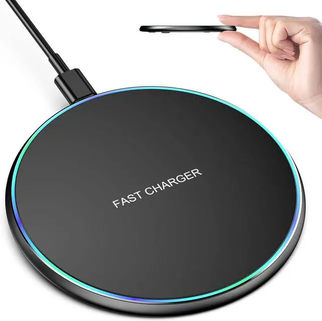 Main image of Wireless Charger Compatible with iPhone 16 15 14 13 12 11 Pro Max/Mini/Plus/XR/X/8 15W Max Fast Wireless Charging Pad Mat for  Galaxy S23/S22/S21/S20/S10 Galaxy Buds