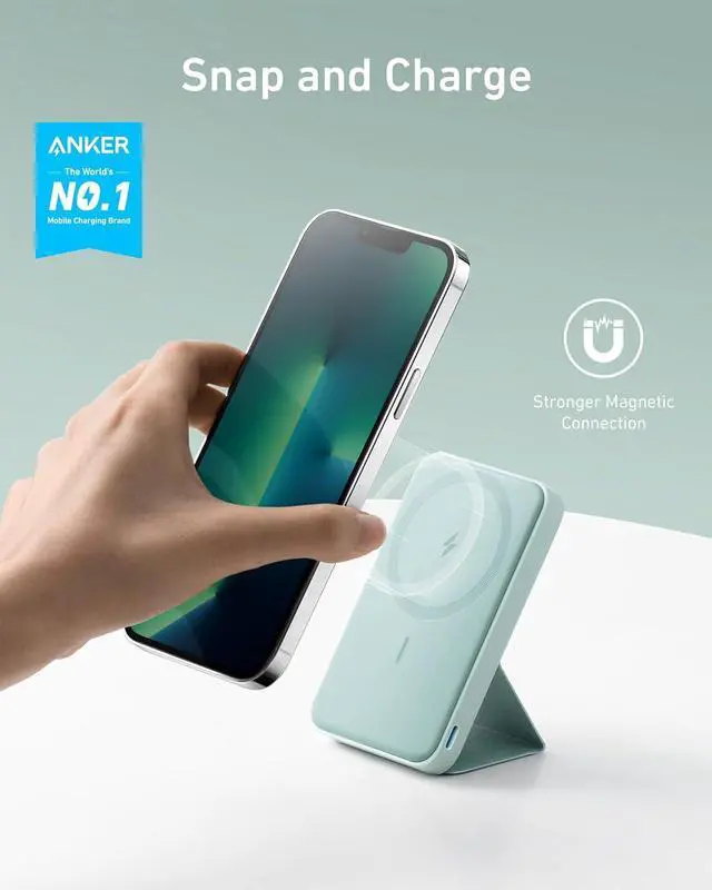 Alt view image 2 of 7 - 622 Magnetic Battery (MagGo) 5 000mAh Foldable Magnetic Wireless Portable Charger with Stand and USB-C Port (On The Side) Magsafe-Compatible for iPhone 16/15/14/13 Series