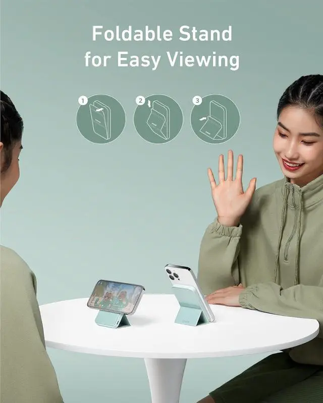 Alt view image 3 of 7 - 622 Magnetic Battery (MagGo) 5 000mAh Foldable Magnetic Wireless Portable Charger with Stand and USB-C Port (On The Side) Magsafe-Compatible for iPhone 16/15/14/13 Series