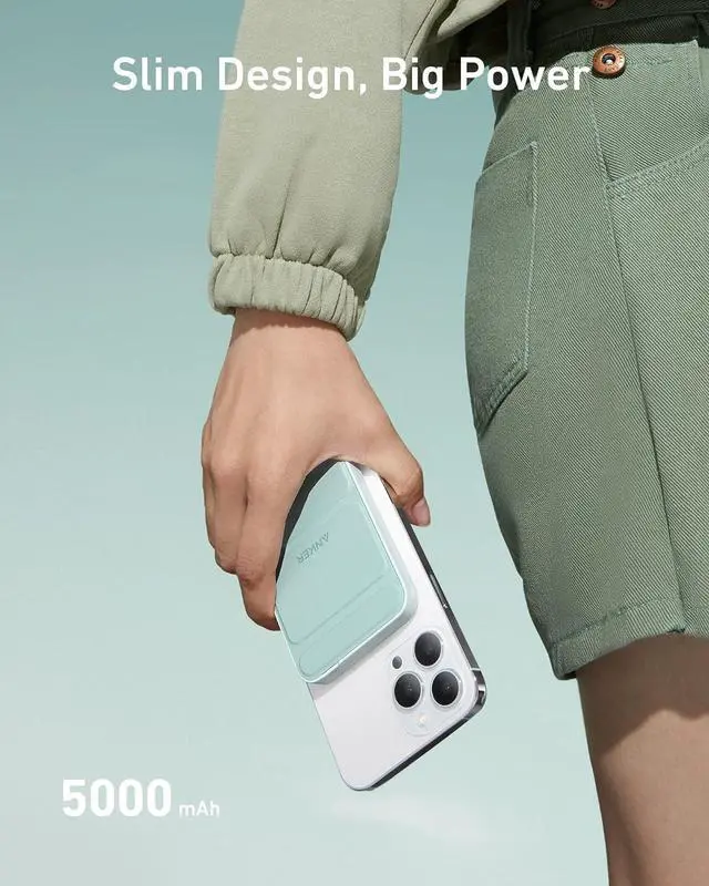 Alt view image 4 of 7 - 622 Magnetic Battery (MagGo) 5 000mAh Foldable Magnetic Wireless Portable Charger with Stand and USB-C Port (On The Side) Magsafe-Compatible for iPhone 16/15/14/13 Series