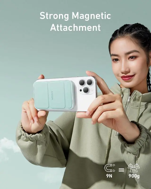 Alt view image 5 of 7 - 622 Magnetic Battery (MagGo) 5 000mAh Foldable Magnetic Wireless Portable Charger with Stand and USB-C Port (On The Side) Magsafe-Compatible for iPhone 16/15/14/13 Series