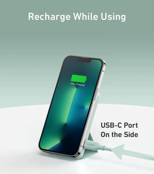 Alt view image 7 of 7 - 622 Magnetic Battery (MagGo) 5 000mAh Foldable Magnetic Wireless Portable Charger with Stand and USB-C Port (On The Side) Magsafe-Compatible for iPhone 16/15/14/13 Series