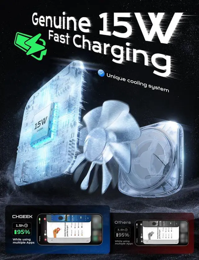 Alt view image 4 of 7 - for 15W Magsafe Car Mount Charger iPhone Wireless Car Charger Magnetic Car Phone Holder Mount Fit iPhone 16 15 14 13 Magsafe Case Vent/Windshield/Dash Phone Mount Holder Fast Cooling Charger