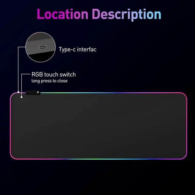 Alt view image 2 of 6 - RGB Mousepad Led Mouse Pad Large Mouse Pad Led and Big Mouse mat