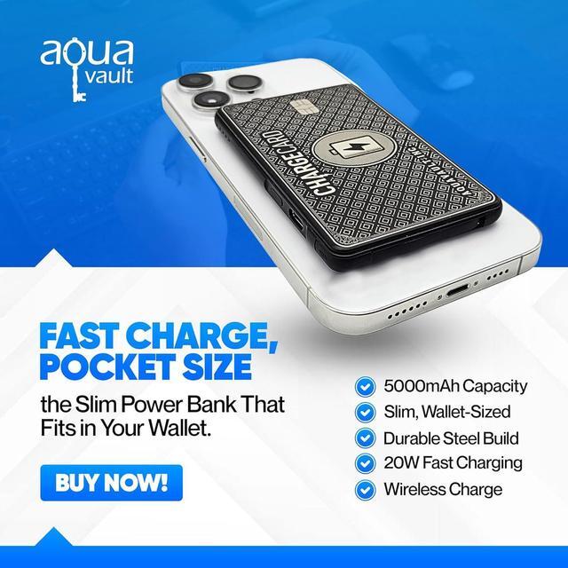 Alt view image 3 of 7 - Ultra Thin Wireless Phone Charger. Portable Magnetic Power Bank that Fits in Your Wallet. 5000mAh & 20W Fast Charge. Works with Iphone 12-15 and other Phones with Magnetic Charging Tech. ChargeCard