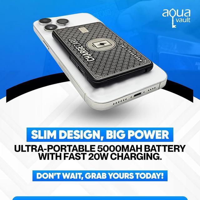 Alt view image 6 of 7 - Ultra Thin Wireless Phone Charger. Portable Magnetic Power Bank that Fits in Your Wallet. 5000mAh & 20W Fast Charge. Works with Iphone 12-15 and other Phones with Magnetic Charging Tech. ChargeCard