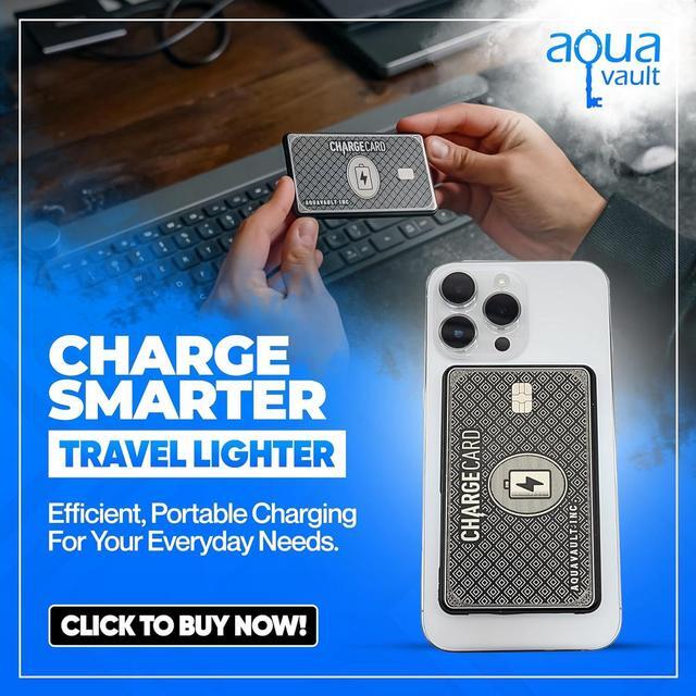 Alt view image 7 of 7 - Ultra Thin Wireless Phone Charger. Portable Magnetic Power Bank that Fits in Your Wallet. 5000mAh & 20W Fast Charge. Works with Iphone 12-15 and other Phones with Magnetic Charging Tech. ChargeCard