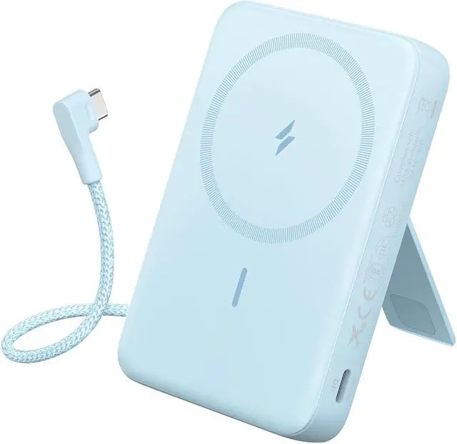 Main image of Zolo Magnetic Power Bank 10 000mAh Wireless Portable Charger with 30W Max Fast Charging Battery Pack with Built-in USB-C Cable and Adjustable Stand for iPhone 16/15 Series AirPods and More