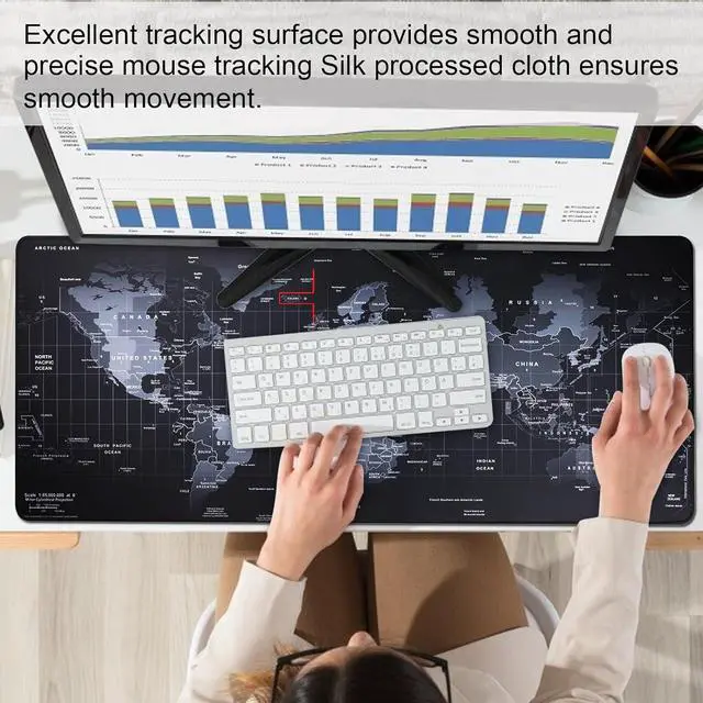 Alt view image 6 of 7 - 31.5x11.8 Inch Non-Slip Long Extended Large Gaming Mouse Pad with Stitched Edges XL Laptops Keyboard Mouse Mat (Black Gun)