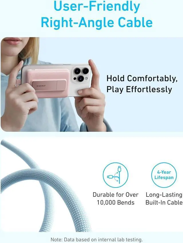 Alt view image 5 of 6 - Zolo Magnetic Power Bank 10 000mAh Wireless Portable Charger with 30W Max Fast Charging Battery Pack with Built-in USB-C Cable and Adjustable Stand for iPhone 16/15 Series AirPods and More