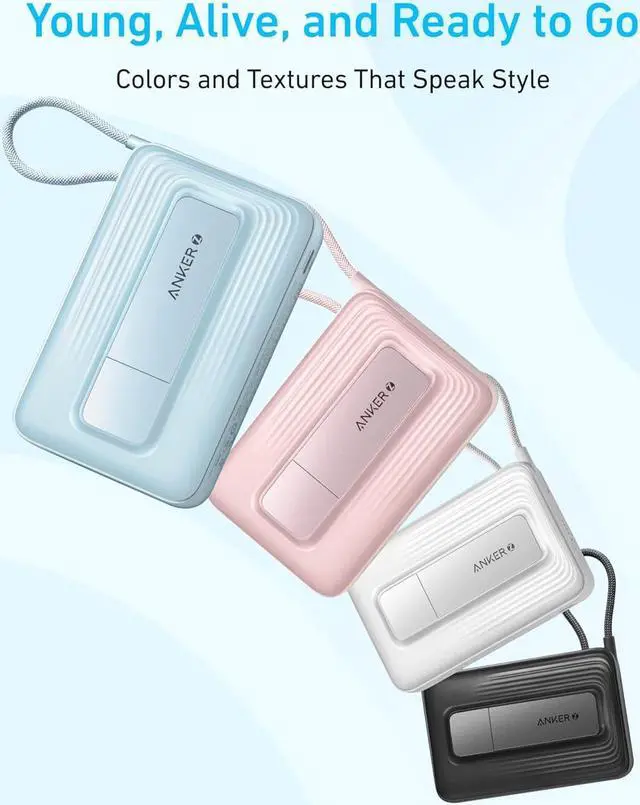 Alt view image 6 of 6 - Zolo Magnetic Power Bank 10 000mAh Wireless Portable Charger with 30W Max Fast Charging Battery Pack with Built-in USB-C Cable and Adjustable Stand for iPhone 16/15 Series AirPods and More