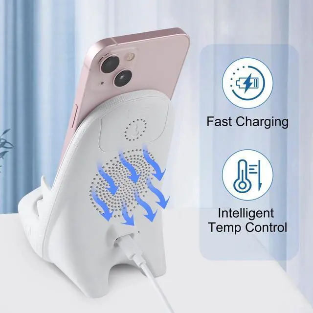 Alt view image 5 of 7 - Mini Chair Wireless Fast Charger Multifunctional Phone Holder Stand Portable Mini Chair Wireless Charger 3 in 1 Cell Phone Stand for Desk Charging Desktop Cellphone Stand with Speaker Function (White)