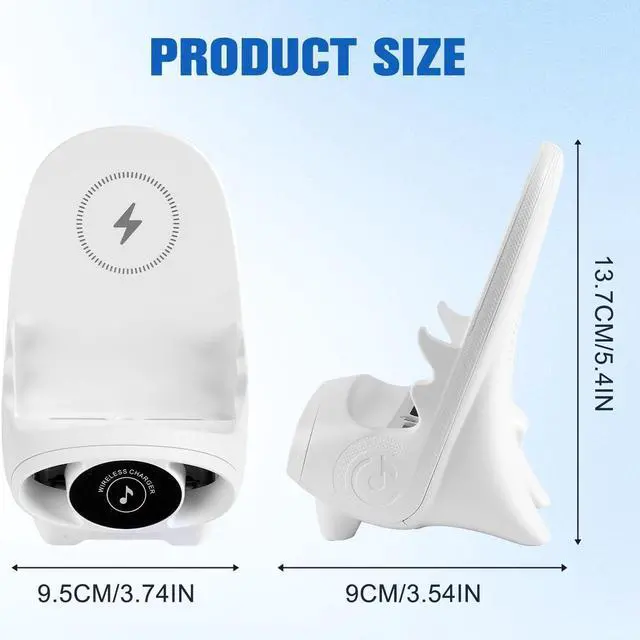 Alt view image 6 of 7 - Mini Chair Wireless Fast Charger Multifunctional Phone Holder Stand Portable Mini Chair Wireless Charger 3 in 1 Cell Phone Stand for Desk Charging Desktop Cellphone Stand with Speaker Function (White)