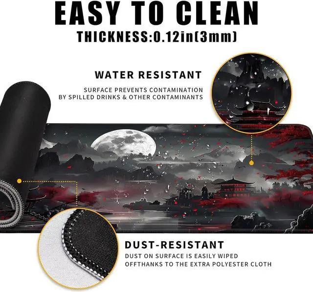 Alt view image 4 of 7 - Aesthetic Japanese Cherry Blossom Desk Mat Cute Pastel Blue Color XL Sakura Gaming Mouse Pad Anime Mousepad for Women Desk Office Girl Gamer Cherry Blossoms Mouse Pads Fun Desktop Mat 31.5x11.8 in