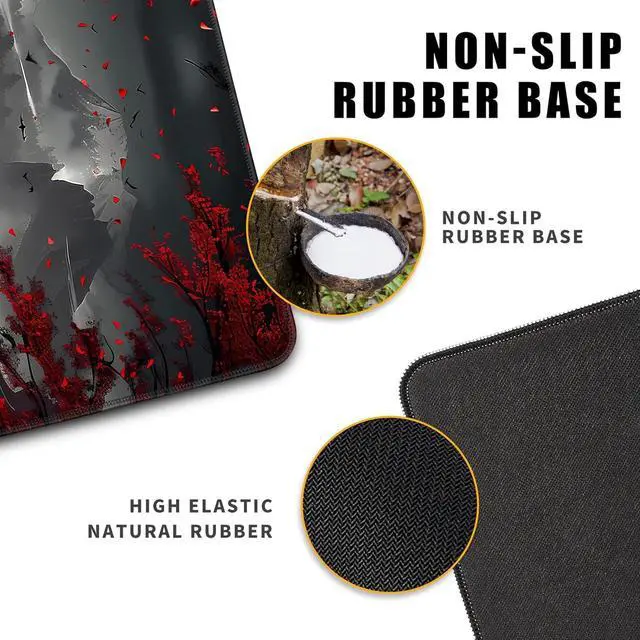 Alt view image 5 of 7 - Aesthetic Japanese Cherry Blossom Desk Mat Cute Pastel Blue Color XL Sakura Gaming Mouse Pad Anime Mousepad for Women Desk Office Girl Gamer Cherry Blossoms Mouse Pads Fun Desktop Mat 31.5x11.8 in