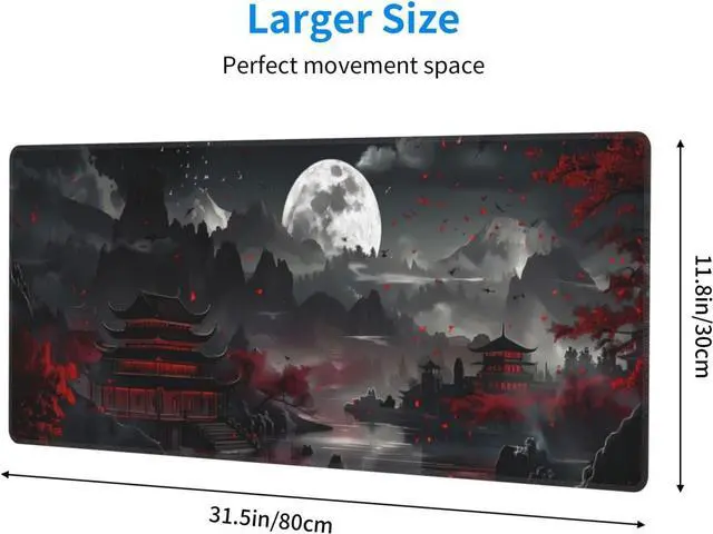 Alt view image 2 of 7 - Extended Gaming Mouse Pad Large Desk Mat XL Anime Mouse Pad Waterproof with Stitched Edges Non-Slip Desktop Pad for Home and Office Level Up Your 31.5x11.8 Inch (Night Lake)