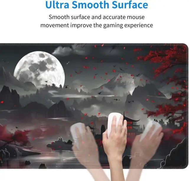 Alt view image 4 of 7 - Extended Gaming Mouse Pad Large Desk Mat XL Anime Mouse Pad Waterproof with Stitched Edges Non-Slip Desktop Pad for Home and Office Level Up Your 31.5x11.8 Inch (Night Lake)