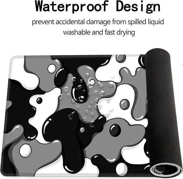 Alt view image 3 of 7 - ? Gaming Mouse Pad for Desk Large Cute Black White Mousepad Laptop Japanese Grey Anime Mouse Mat Long XXL Waterproof Keyboard Pads Big Non-Slip Mouse Pads for Game Office Home31.5 x 15.7 in
