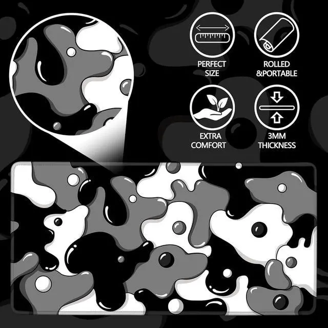 Alt view image 6 of 7 - ? Gaming Mouse Pad for Desk Large Cute Black White Mousepad Laptop Japanese Grey Anime Mouse Mat Long XXL Waterproof Keyboard Pads Big Non-Slip Mouse Pads for Game Office Home31.5 x 15.7 in