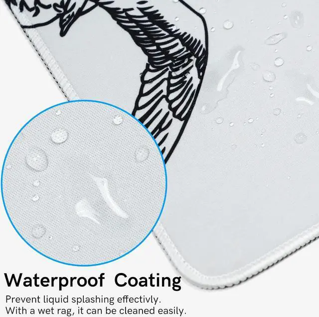 Alt view image 4 of 7 - Large Gaming Mouse Pad for Desk Kanagawa XXL Mouse Pad 35.4x15.7 Inch Waterproof Desk Pad Non-Slip Rubber Base Mice Pad Keyboard Pad Computer Mat White Mouse pad