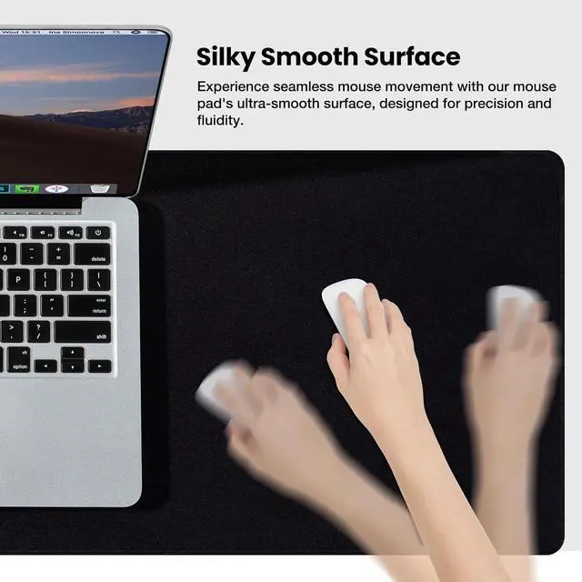 Alt view image 4 of 6 - Large Gaming Mouse Pad with Non-Slip Rubber Base Stitched Edge Desk mat for Laptop Computer & PC Wristing Pad for Gamer Office & Home Classic Black XL 11.81x31.50x0.12
