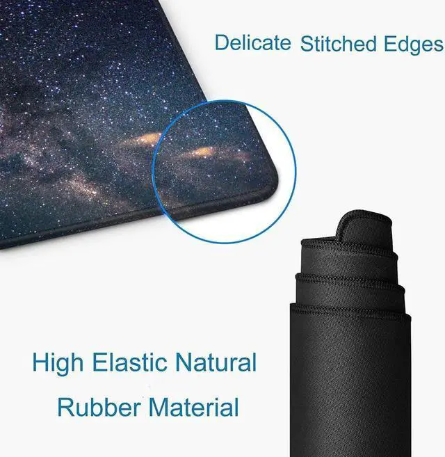 Alt view image 3 of 6 - Large Gaming Mouse Pad with Stitched Edges Galaxy Desk Mat Extended XL Keyboard Pad Non-Slip Rubber Base Desk Pad for Keyboard and Mouse 31.5X11.8 inch