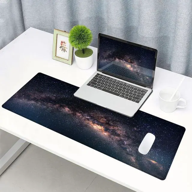 Alt view image 6 of 6 - Large Gaming Mouse Pad with Stitched Edges Galaxy Desk Mat Extended XL Keyboard Pad Non-Slip Rubber Base Desk Pad for Keyboard and Mouse 31.5X11.8 inch