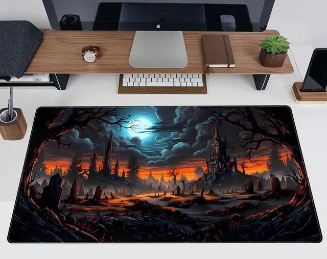 Alt view image 5 of 7 - Dark Fantasy Castle Desk Mat Extended Desk Pad Gaming Mouse Pad XXL Large Computer Laptop Keyboard Mat Wireless Mouse Mat Office Desk Decor Mousepad Deskmat with Stitched Edges Matt 31.5x15.7 in