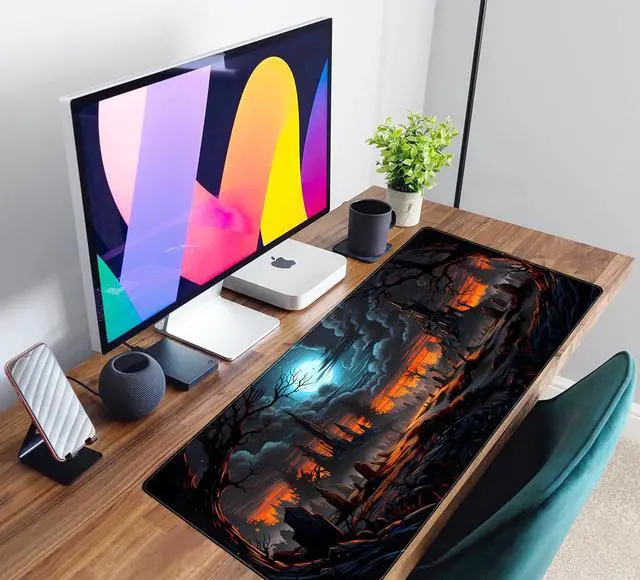 Alt view image 6 of 7 - Dark Fantasy Castle Desk Mat Extended Desk Pad Gaming Mouse Pad XXL Large Computer Laptop Keyboard Mat Wireless Mouse Mat Office Desk Decor Mousepad Deskmat with Stitched Edges Matt 31.5x15.7 in