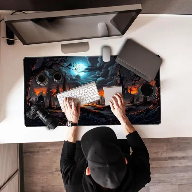 Alt view image 7 of 7 - Dark Fantasy Castle Desk Mat Extended Desk Pad Gaming Mouse Pad XXL Large Computer Laptop Keyboard Mat Wireless Mouse Mat Office Desk Decor Mousepad Deskmat with Stitched Edges Matt 31.5x15.7 in