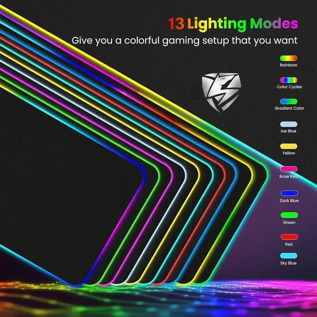 Alt view image 4 of 7 - Wireless Charging RGB Gaming Mouse Pad 15W -800x300x4MM-Fast Charging Ultra-Smooth Surface Non-Slip Base 13 Light Modes - Ultimate RGB Mouse Pad for Gamers - Large Mouse Pad Gaming Mat