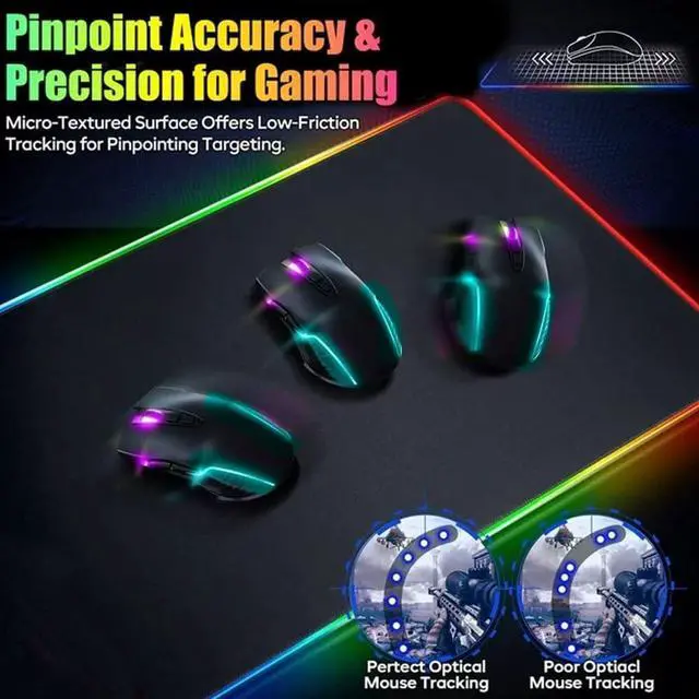 Alt view image 7 of 7 - Wireless Charging RGB Gaming Mouse Pad 15W -800x300x4MM-Fast Charging Ultra-Smooth Surface Non-Slip Base 13 Light Modes - Ultimate RGB Mouse Pad for Gamers - Large Mouse Pad Gaming Mat