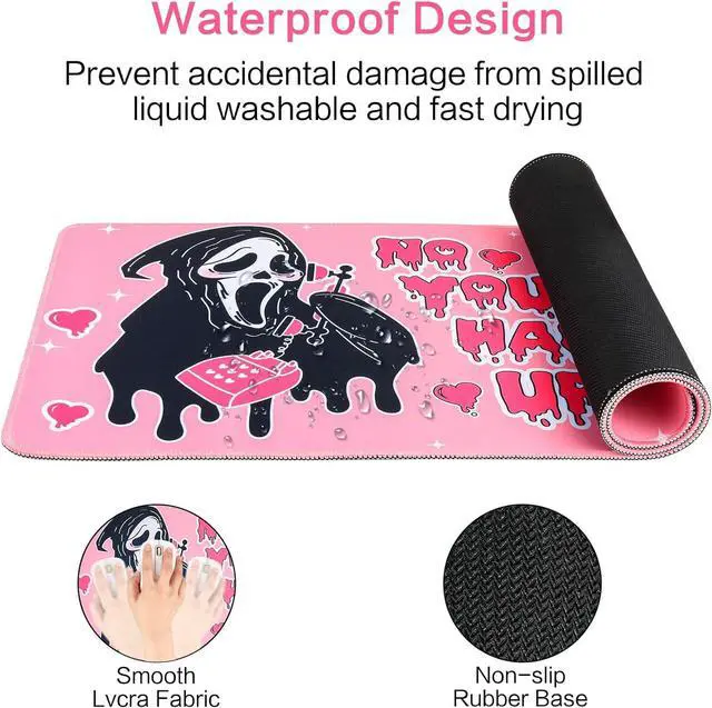 Alt view image 5 of 6 - Large Gaming Mouse Pad 31.5 x 11.8in Desk Mat for Office Mousepad Anti-Skid Rubber Base Soft Comfortable and Durable Desk Pad (Pink)