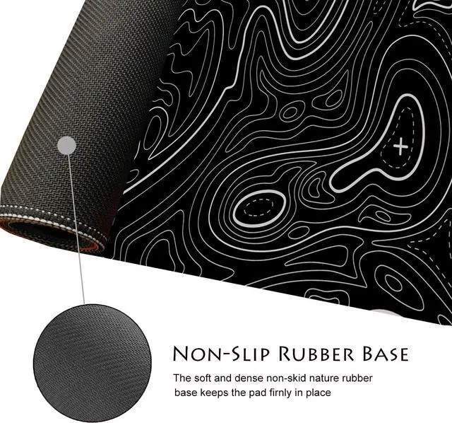 Alt view image 5 of 6 - Mouse Pad Mouse Pad Topographic Mouse Pad Large Gaming Mouse Pad Large Mouse Pad XL Mouse Mat Desk Map Non-Slip Water-Resistant(31.5x11.8x0.1) 80x30 Black