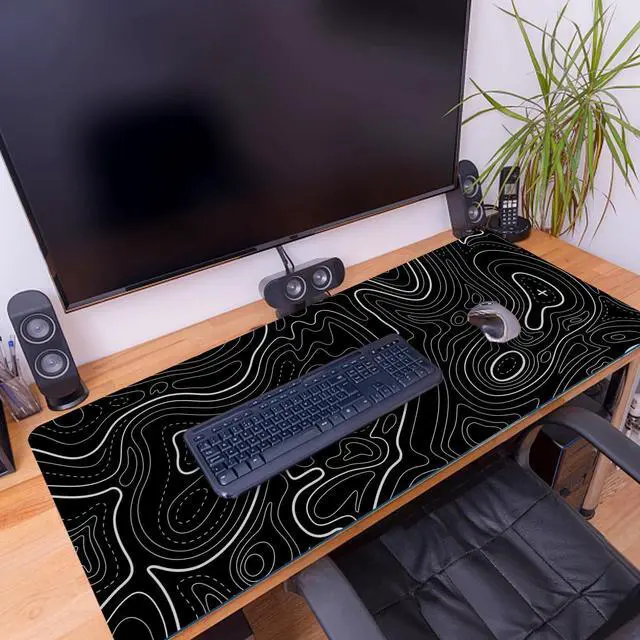 Alt view image 6 of 6 - Mouse Pad Mouse Pad Topographic Mouse Pad Large Gaming Mouse Pad Large Mouse Pad XL Mouse Mat Desk Map Non-Slip Water-Resistant(31.5x11.8x0.1) 80x30 Black
