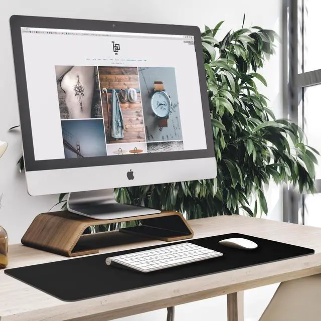 Alt view image 6 of 7 - Large Mouse Pad Desk Mat Large Office Desk Pad Gaming Mouse Pad with Stitched Edges 31.5 x 15.7 Mousepad with Non-Slip Waterproof Rubber Base for PC Laptop Desk Home Office Accessories Black