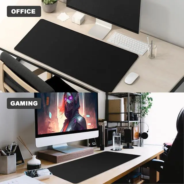 Alt view image 7 of 7 - Large Mouse Pad Desk Mat Large Office Desk Pad Gaming Mouse Pad with Stitched Edges 31.5 x 15.7 Mousepad with Non-Slip Waterproof Rubber Base for PC Laptop Desk Home Office Accessories Black