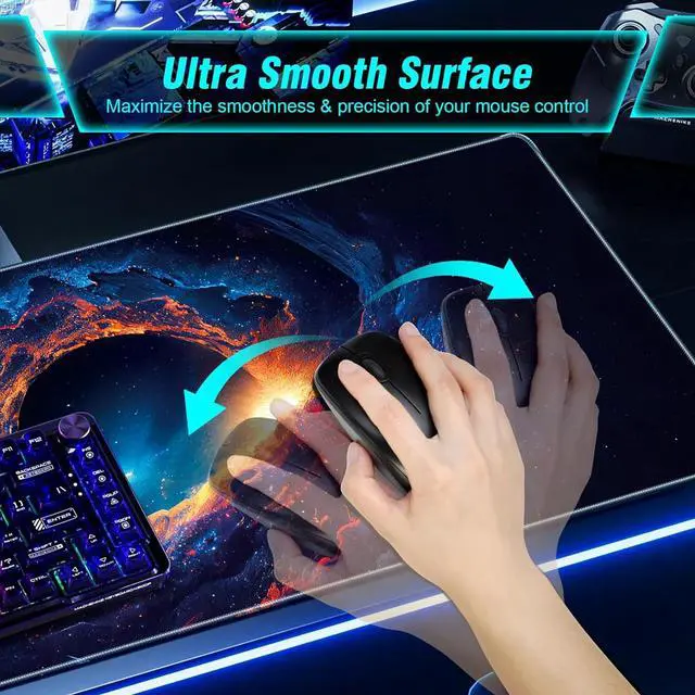 Alt view image 2 of 7 - Large Gaming Mouse Pad 35.4x15.7in Technological Nebula Style Gaming Mousepad Professional Non-Slip Rubber Base Big Mouse Pad Mouse Pad XXXL for Gaming & Office & Home Full Desk Mouse Pad